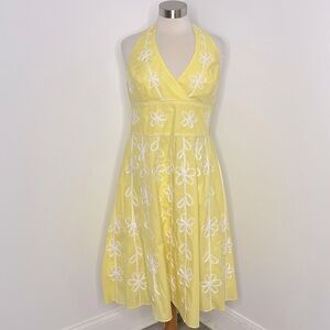 LILLY PULITZER v-neck halter‎ floral embroidered backless dress size 12